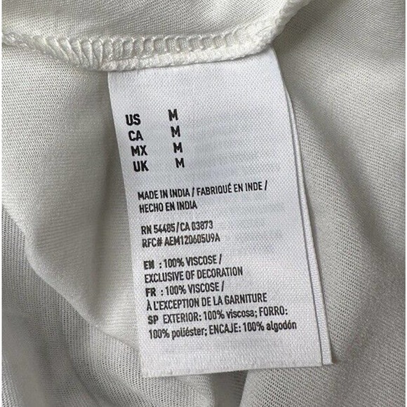 American Eagle Blue White Floral Dress Beach Cover w/Lace Tassel Waist Tie Sz M - Picture 9 of 9